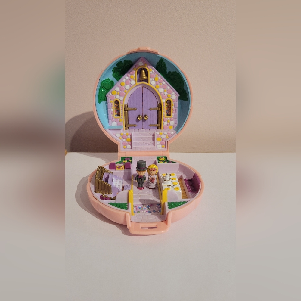 Polly Pocket Nancy's Wedding Day Pink Shell Compact Bluebird Toys Vintage 1989